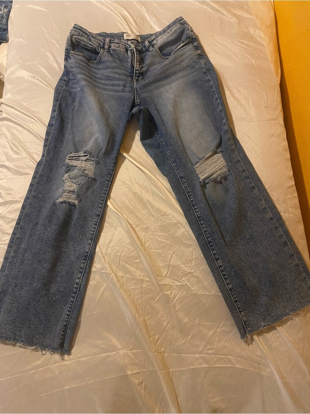 BKE Light Blue Distressed Wide-Leg Jeans